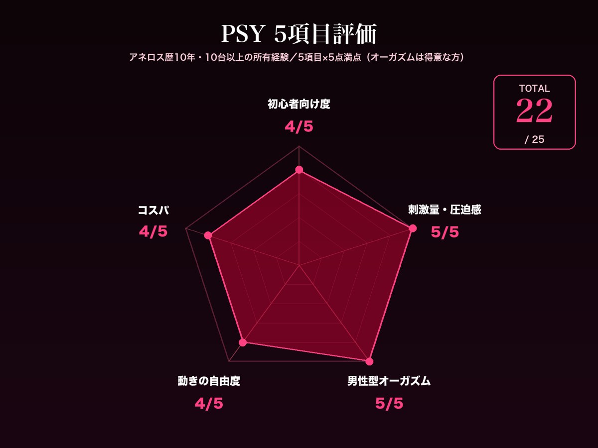 PSY 5項目評価レーダーチャート 22点/25点